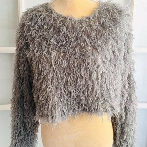 Feather Grey Crop Sweater - Zara - Large